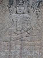 Buddha is sculptured in Tibetan style at Statpar-Skardu